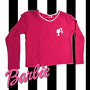 【Barbie】(厚手)長袖Tシャツ☆ショート丈(ピンク)