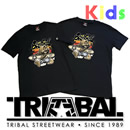 【TRIBAL】Kids半袖Tシャツ(サーフィンおじさん)黒