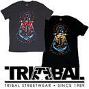 【TRIBAL】メンズ半袖Tシャツ(黒、グレー)イカリ