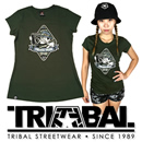 【TRIBAL】レディース半袖Tシャツ(TRIBAL GEAR)カーキ・黒